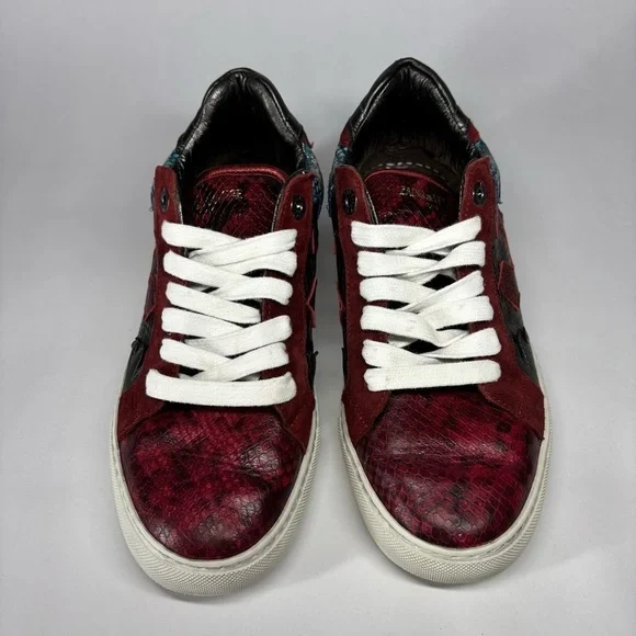 Zadig and Voltaire Sneakers 9.5 10 Leather Low Top Trainers Metallic Party Nash - Picture 6 of 9